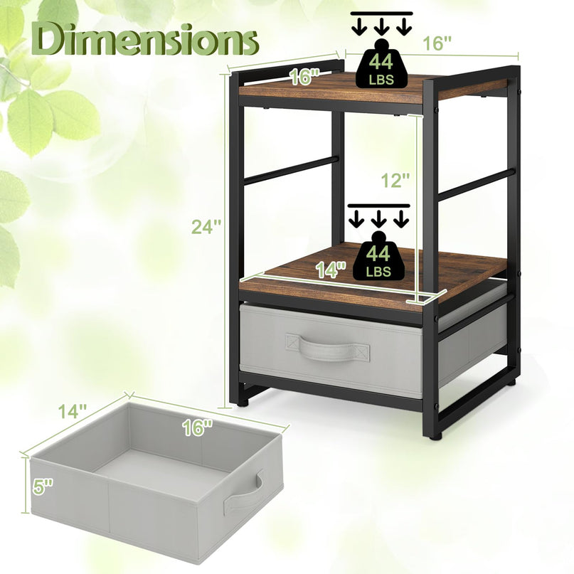 Giantex Industrial Nightstand with Storage Drawer