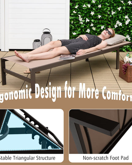 Giantex Patio Chaise Lounge Chair, Outdoor Sunbathing Chair Lawn Reclining Lounger with 6 Adjustable Position