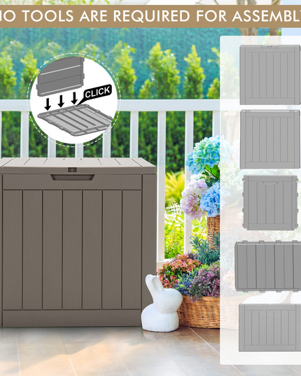 30 Gallon Wood Grain Texture Outdoor Storage Bin(Light Brown)