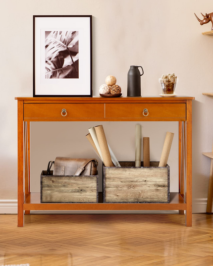 Console Table Entryway Sofa Side Table with 2 Drawers & Open Shelf