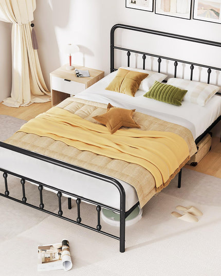Giantex Metal Platform Bed Frame, Victorian Style Platform Bed with Headboard & Footboard