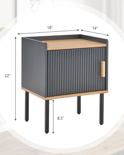 Giantex Table de Chevet avec Rangement, Table de Chevet avec Armoire à Porte Unique, Petit Espace, Gris