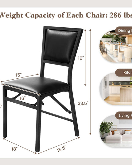 Metal Folding Chair Dining Chairs Home Restaurant Furniture - Giantex