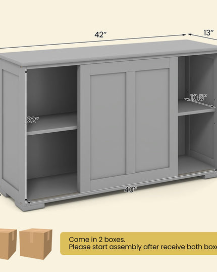 Giantex Buffet Cabinet with Storage, Coffee Bar Wine Cabinet, Farmhouse Sideboard w/Sliding Door