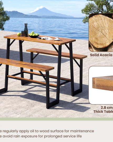 Giantex 4.5FT Picnic Table Bench Set for 4 for Porch Patio Lawn Garden