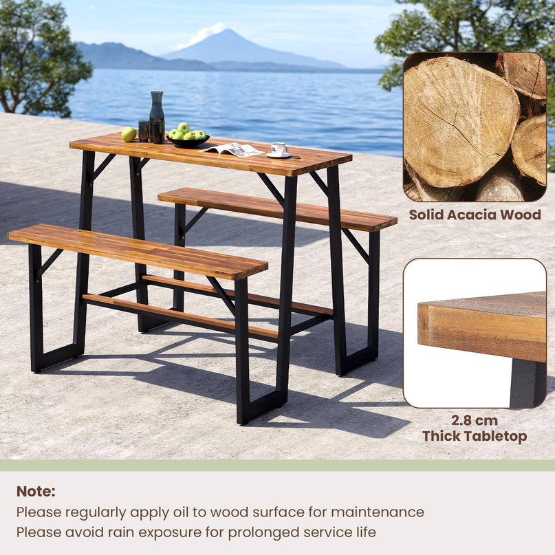 Giantex 4.5FT Picnic Table Bench Set for 4 for Porch Patio Lawn Garden