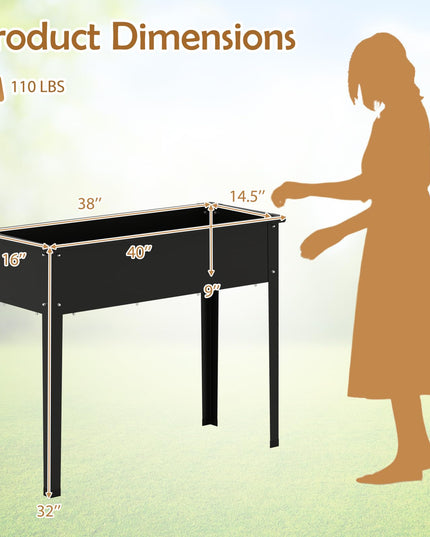 Giantex Metal Raised Garden Bed with Legs(40”x16”x32”)