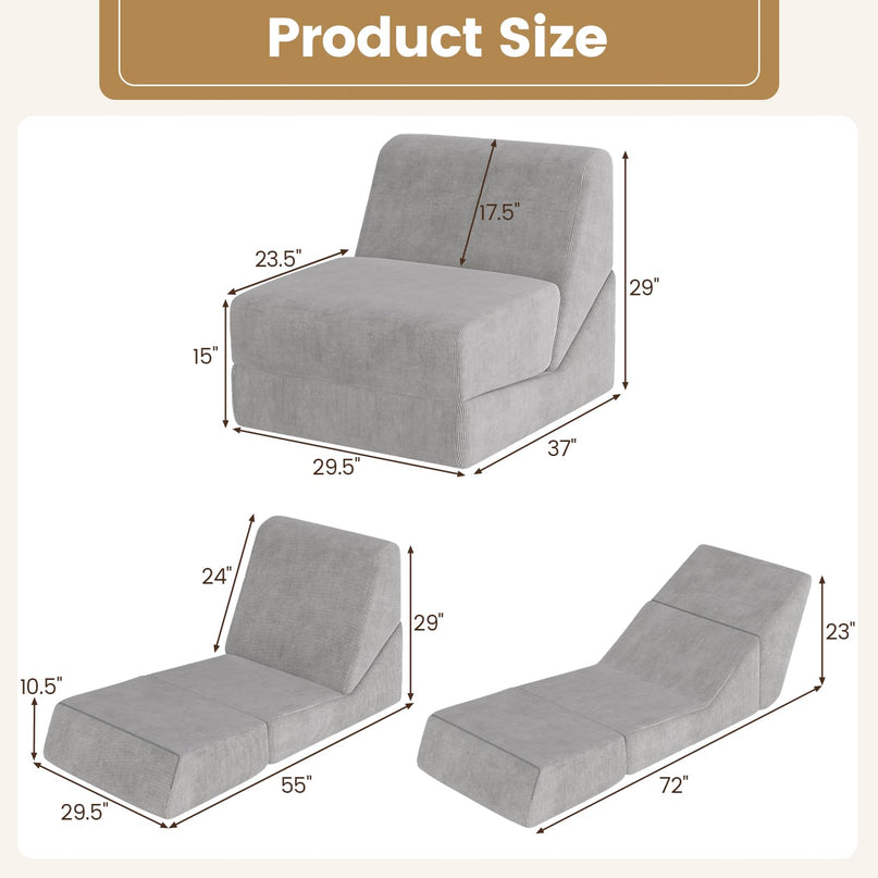 Giantex 3 in 1 Folding Sofa Bed for Living Room Bedroom Office Apartment