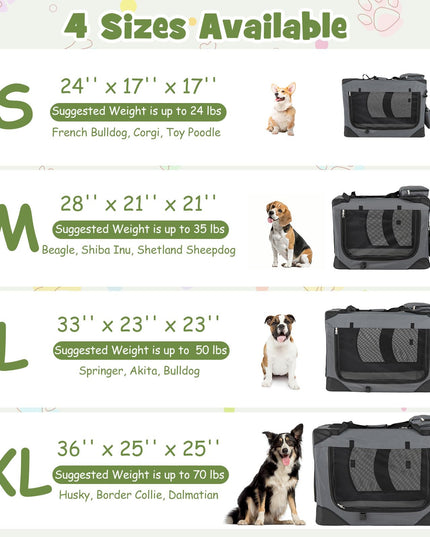 Giantex Folding Soft Dog Crate with 5-Sided Mesh & 3 Doors