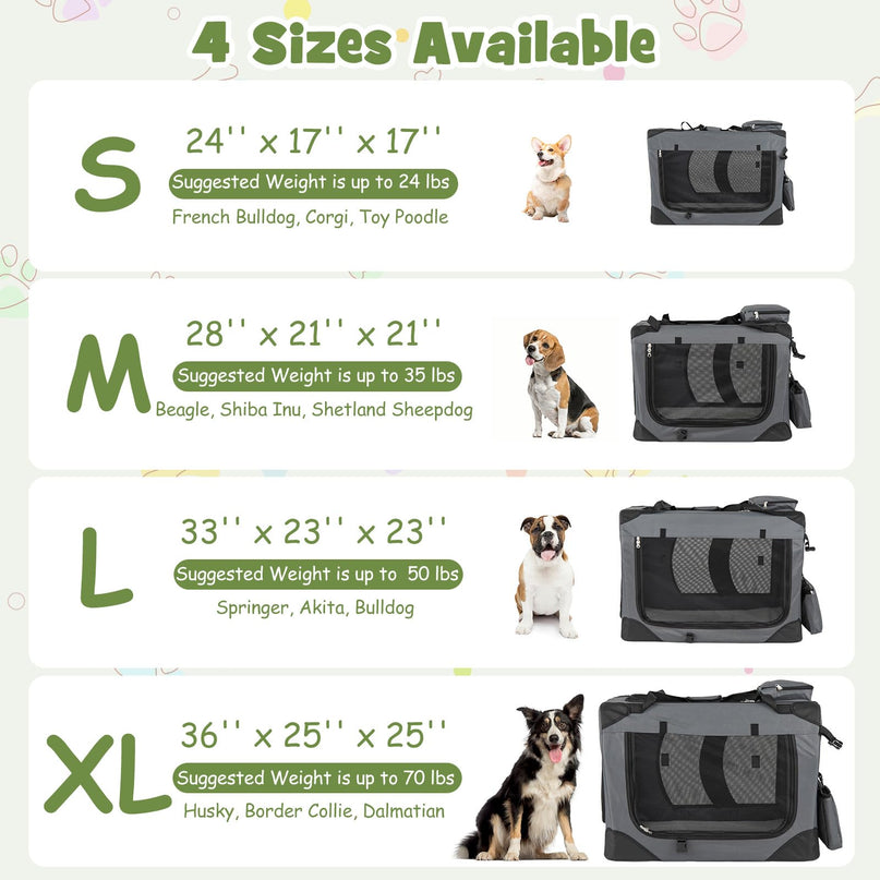 Giantex Folding Soft Dog Crate with 5-Sided Mesh & 3 Doors