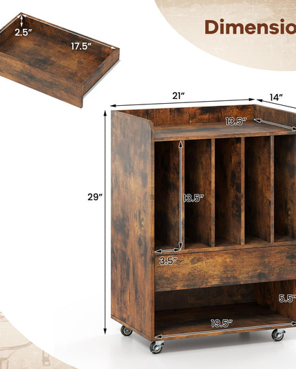 Giantex Record Player Stand Rolling Turntable Stand