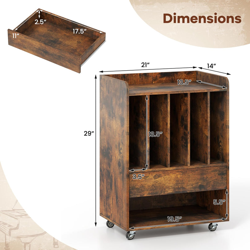 Giantex Record Player Stand Rolling Turntable Stand