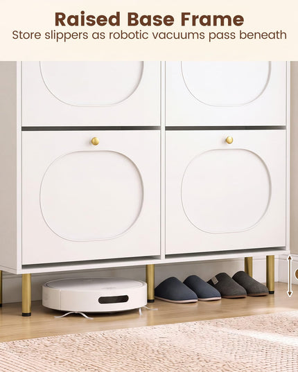 GIANTEX Modern Shoe Storage Cabinet with 4 Flip Drawers & Adjustable Shelf
