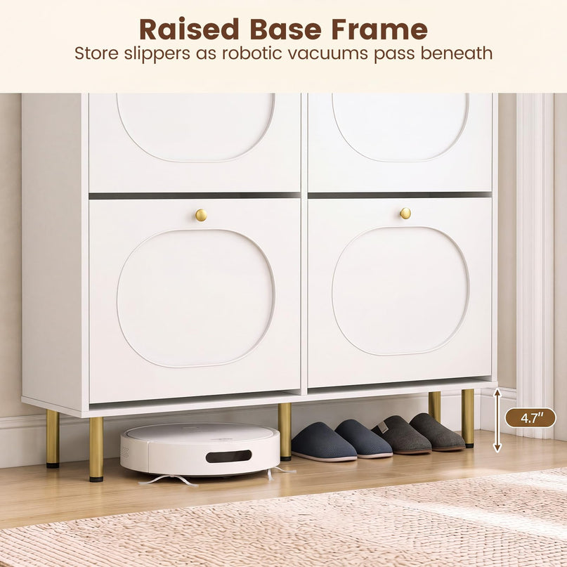 GIANTEX Modern Shoe Storage Cabinet with 4 Flip Drawers & Adjustable Shelf