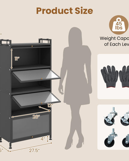 Giantex 5-Tier Kitchen Storage Cabinet w/4 Flip-up PC Doors