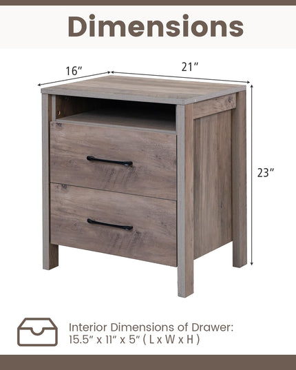 Giantex Farmhouse Nightstand, Rustic Wood Bedside Table