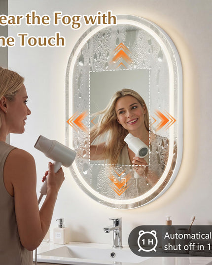 GIANTEX 20" x 32" Capsule Bathroom Mirror with Front-Lit & Backlit