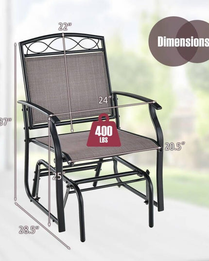 Giantex Patio Glider Chairs Set - 2 PCS Gliding Rocking Chairs w/Weather-Resistant Fabric, Heavy-Duty Metal Frame