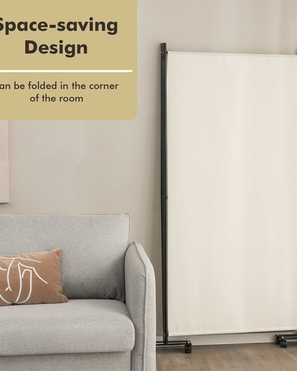 Giantex 3 Panel Room Divider with Wheels, 103''W x 71''H Folding Privacy Screen