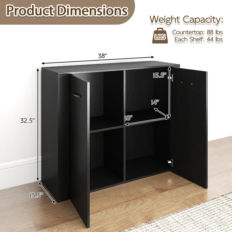 Buffet Giantex 38" avec 2 Portes et 4 Étagères Cubiques