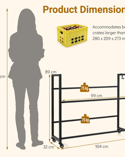 Giantex 2-Tier Drink Crate Rack with 4 Universal Wheels
