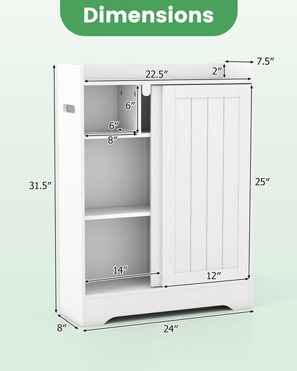 Giantex Bathroom Floor Cabinet w/2 Sliding Doors & Adjustable Shelves