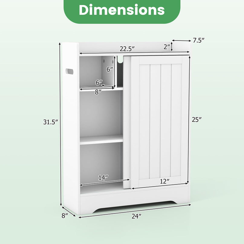 Giantex Bathroom Floor Cabinet w/2 Sliding Doors & Adjustable Shelves