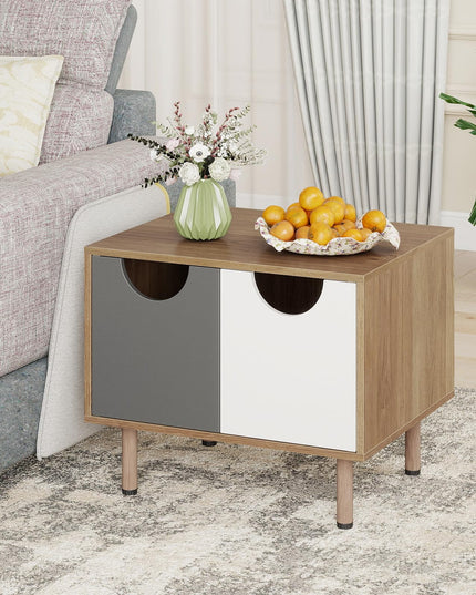 GIANTEX Nesting Coffee Table Set of 2 | Small Coffee Table & Sofa Side Tables with Metal Legs
