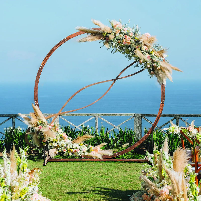 Giantex 7.4 FT Round Solid Wood Arbor for Ceremony Wedding Backdrop Stand