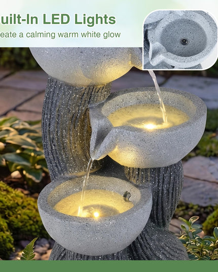 Giantex 3-Tier Outdoor Water Fountain with Lights