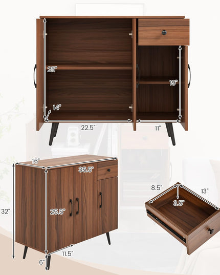 Giantex Buffet Cabinet with Storage, Sideboard Cabinet w/ 3 Doors