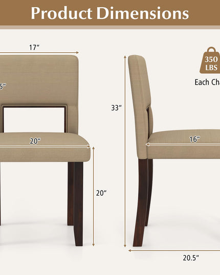 Giantex Wooden Dining Chairs Set of 2/4, Linen Fabric Upholstered Kitchen Chairs w/Rubber Wood Frame
