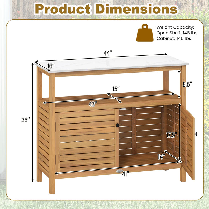 Giantex Établi de jardinage extérieur en bois d'acacia Grande station de travail pour semis