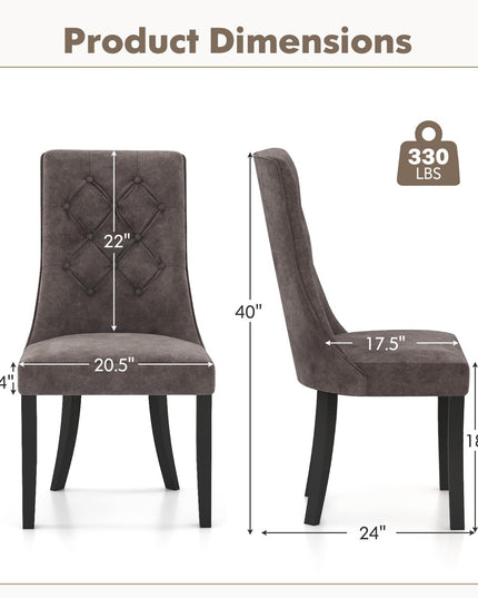 Giantex Tufted Dining Chairs, Upholstered Kitchen Chairs w/High Backrest, Rubber Wood Legs