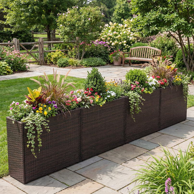 Giantex Wicker Raised Garden Bed for Vegetable Flower Herb Porch Balcony