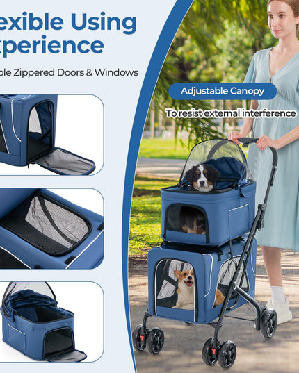 Giantex Double Dog Stroller - Pet Stroller for 2 Dogs