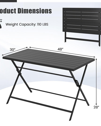 Table à manger d'extérieur pliante Giantex pour 4-6 personnes (122 x 76 cm)