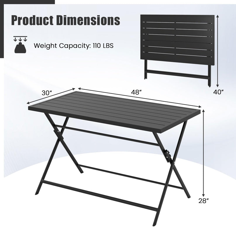 Table à manger d'extérieur pliante Giantex pour 4-6 personnes (122 x 76 cm)