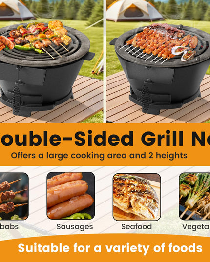 Giantex Cast Iron Hibachi Grill with Double Sided Grate
