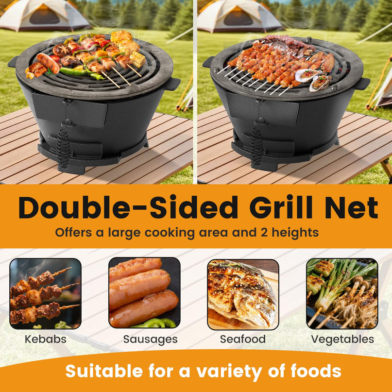 Giantex Cast Iron Hibachi Grill with Double Sided Grate