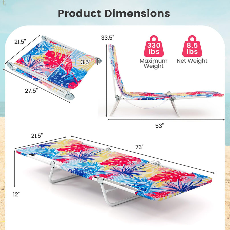 Giantex Colorful Patio Lounge Chair with 5-Position Carry Strap & Metal Frame