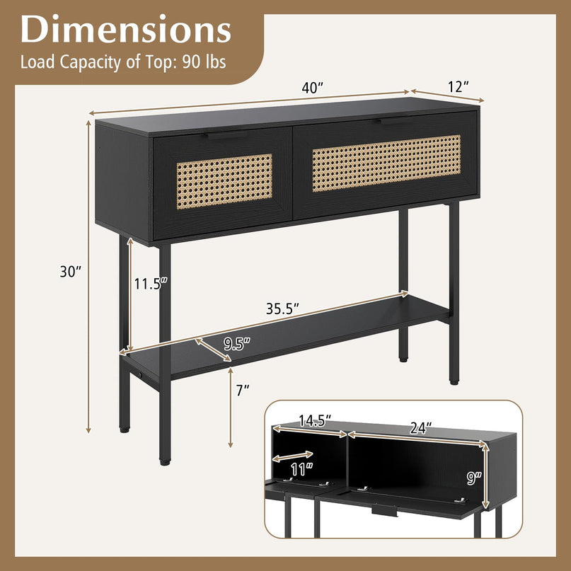 Table d'entrée bohème Giantex avec 2 armoires de rangement pour couloir d'entrée et vestibule