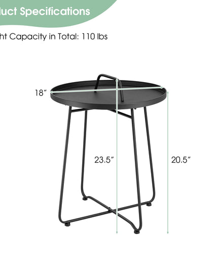 Giantex Outdoor Side Table with Handle - Metal Patio End Table