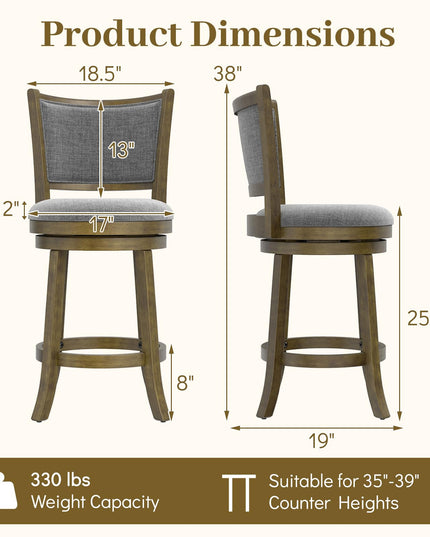 Giantex 25" Counter Height Bar Stools Set of 2/4 Swivel Barstools