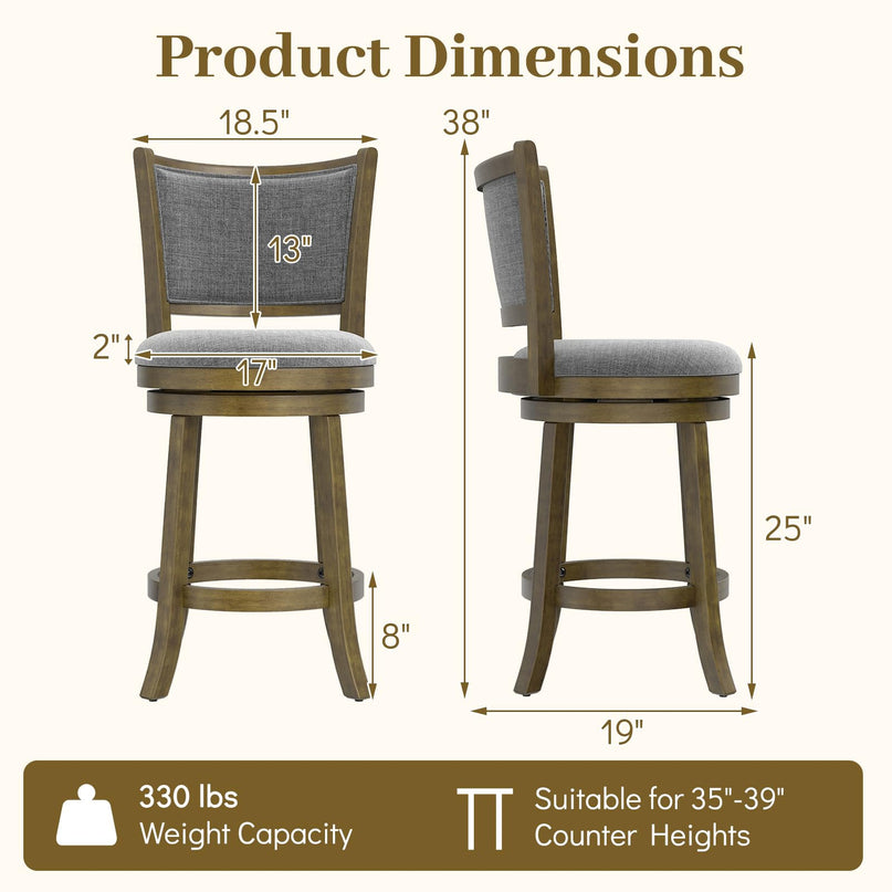 Giantex 25" Counter Height Bar Stools Set of 2/4 Swivel Barstools