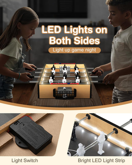 Giantex 20 Inch Foosball Table - Tabletop Football Table w/LED Lights, Realistic Players & 2 Balls