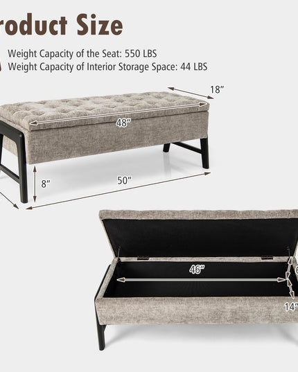 Giantex 50" Storage Bench - End of Bed Bench, Entryway Bench with Storage