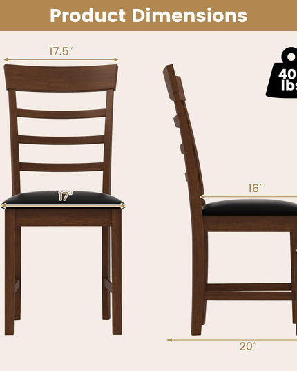 Giantex Wooden Dining Chairs Set of 2/4, PU Leather Upholstered Kitchen Chairs w/Rubber Wood Frame
