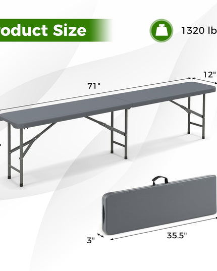 Giantex 6 FT Plastic Folding Bench, HDPE Portable Seat w/Metal Legs