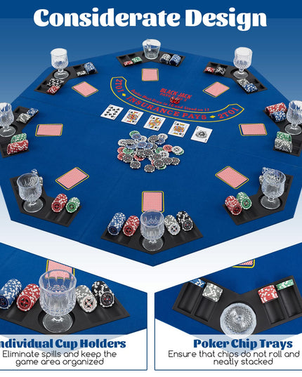Giantex 48" Poker Table Top - 8 Player Foldable Texas Holdem Poker Table Topper w/Carrying Bag